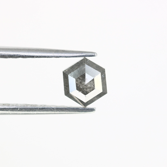 0.87 Ct Salt & Pepper Hexagon Cut Real Diamond For Engagement Ring Ll Gift Her Girlfriend Wife Me