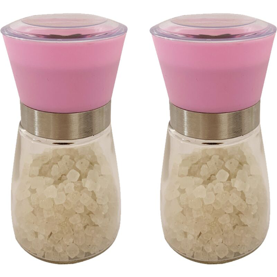Salt and Pepper Grinder Set - Adjustable Spice Ceramic Grinders Mill Shaker for Kitchen Table 2PCS pink