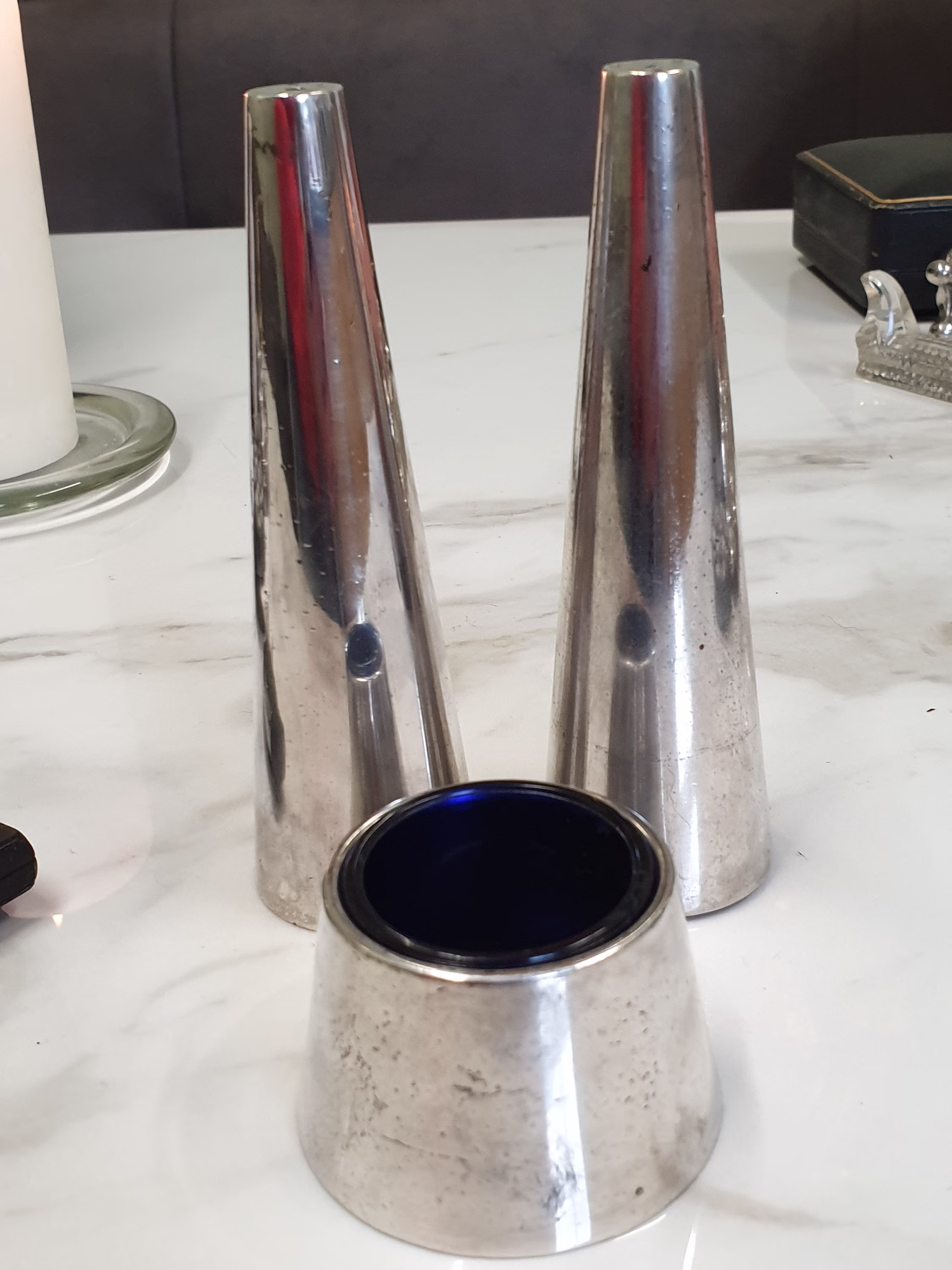 Vintage Silver Plate Retro Salt & Pepper Pot
