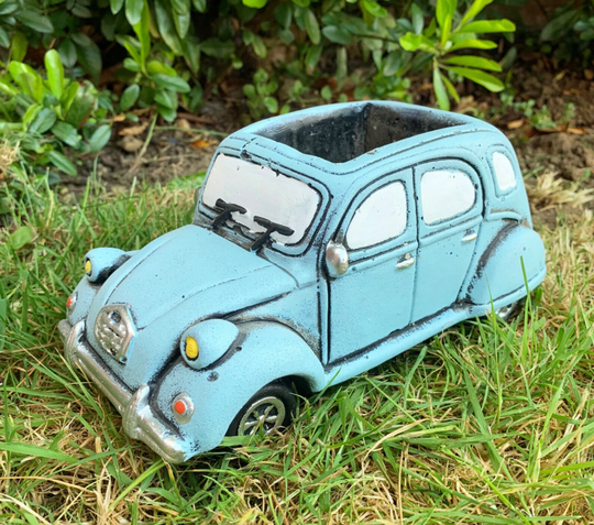 stone Planter Pot Light Blue French Car Cement Home Garden Plant Flower Seed Herb Housewarming Gift