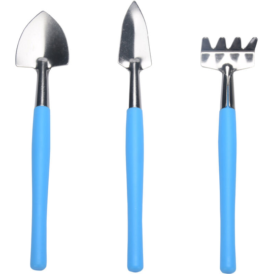 Muff - Gardening Tools, Mini Gardening Kit, 3 Piece Pet Rake, Garden Plant Tool Set Blue