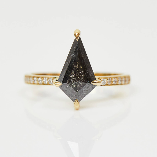 18ct Gold Kite Salt And Pepper Diamond Engagement Ring, Gold