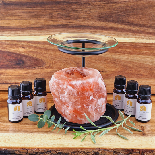 Himalayan Salt Lamp & 6 Essential Oils Gift Set