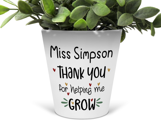 Personalised Teacher Flower Pot, Custom Gift Plant Planter, Nursery Appreciation Gift, Thank You Present Ta Assistant