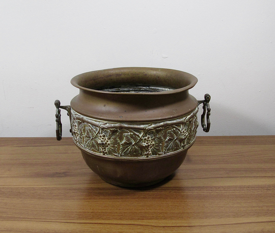 Vintage Rustic Brass Plant Pot Old Boho Retro Decor Planters