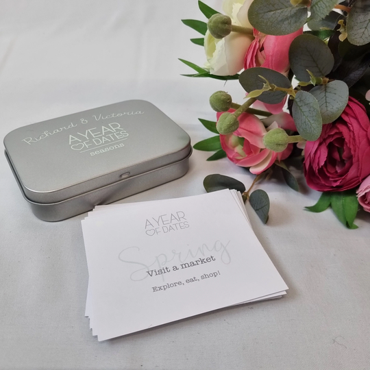 A Year Of Dates Seasons Edition - Personalised Date Cards, Perfect Valentines Gift Or Tin Anniversary Present