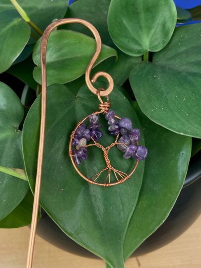 Amethyst Crystal Tree Of Life Plant Stake, For Healing Plants, Crystals, Charm, Lovers Gift