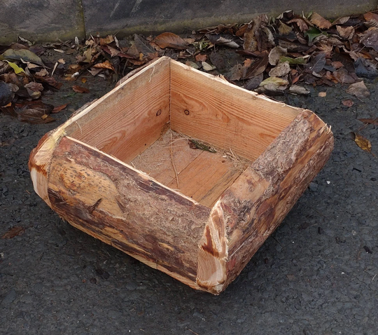 40cm Square Natural Rustic Wood Log Tree Planter Wooden Plant Pot Herbs Flowers Handmade
