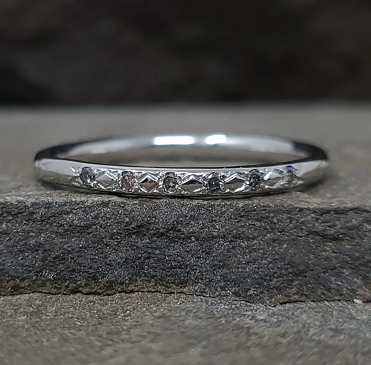 Gray Diamond Wedding Band, White Gold Band Women, Grey Rings For Salt & Pepper Ring, 14K