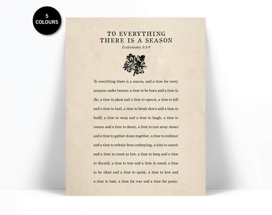 Ecclesiastes 31-8 Art Print - For Everything There Is A Season Scripture Bible Verse Poster Wall Christian Decor