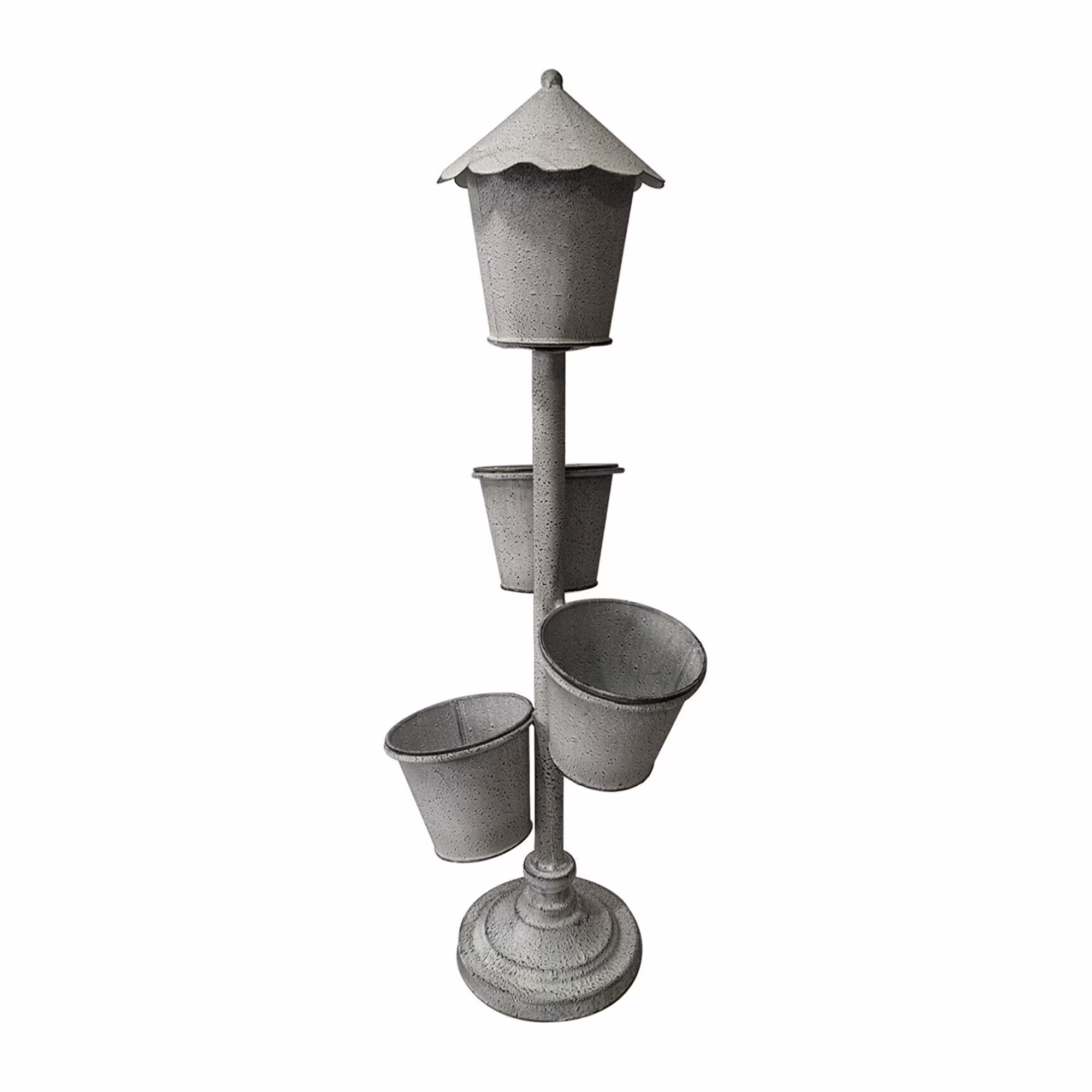 74cm Tall White Standing 3 Pot Garden Planter Flowers Decor Metal Chic Outdoor