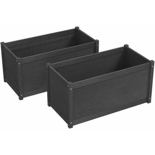 Garden Planters 2 pcs Grey 100x50x50 cm Solid Pinewood Vidaxl Grey