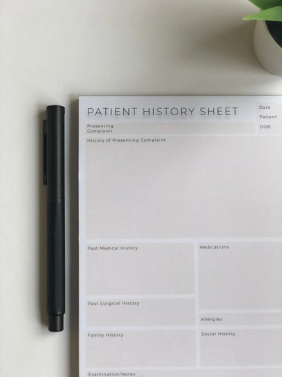 Patient History Taking Notepad - Medicine/Physician Associate/Nursing/Dentistry/Pharmacy
