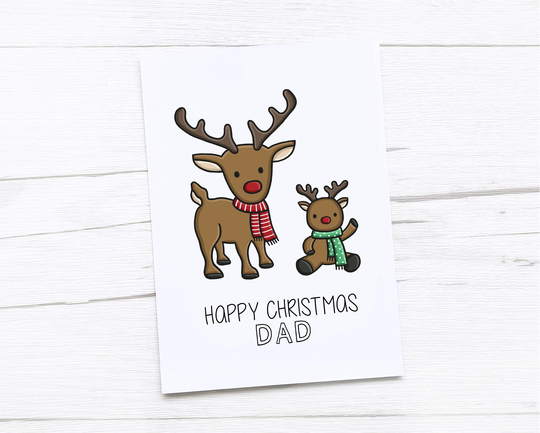 Happy Christmas Card | Merry Reindeer Dad