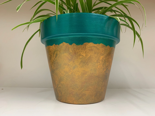 Green Dust Large Pot, Hand Painted Pot