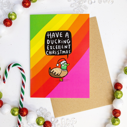 Christmas Duck Funny Card - Greeting Xmas Seasons Greetings Katie Abey