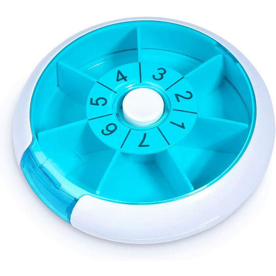 Day Daily Pill Organizer, Small Round Pill Box Medicine Vitamins Container Pill Organizer Pill Dispenser Medicine for Traveling Blue