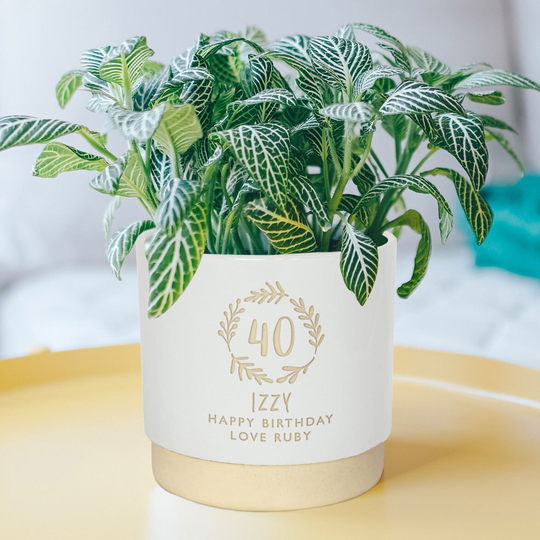 Personalised 40Th Birthday Indoor Plant Pot, Engraved To Order, Celebrate Any Significant Special With Our Unique Bespoke Gift