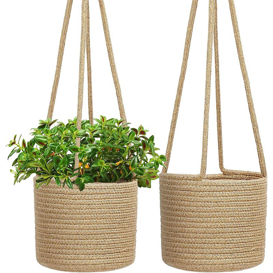 Briday - Hanging Planters Jute Rope Hanging Basket Woven Plant Hanger Indoor Hanging Plant Holder with Long Hanging Rope 8 inch Decorative Storage