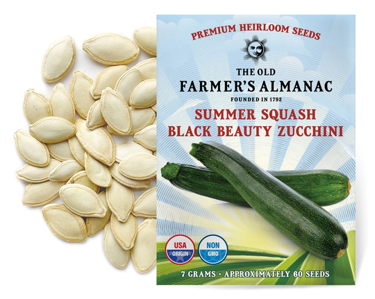 The Old Farmer's Almanac Heirloom Summer Squash Seeds | Black Beauty Zucchini
