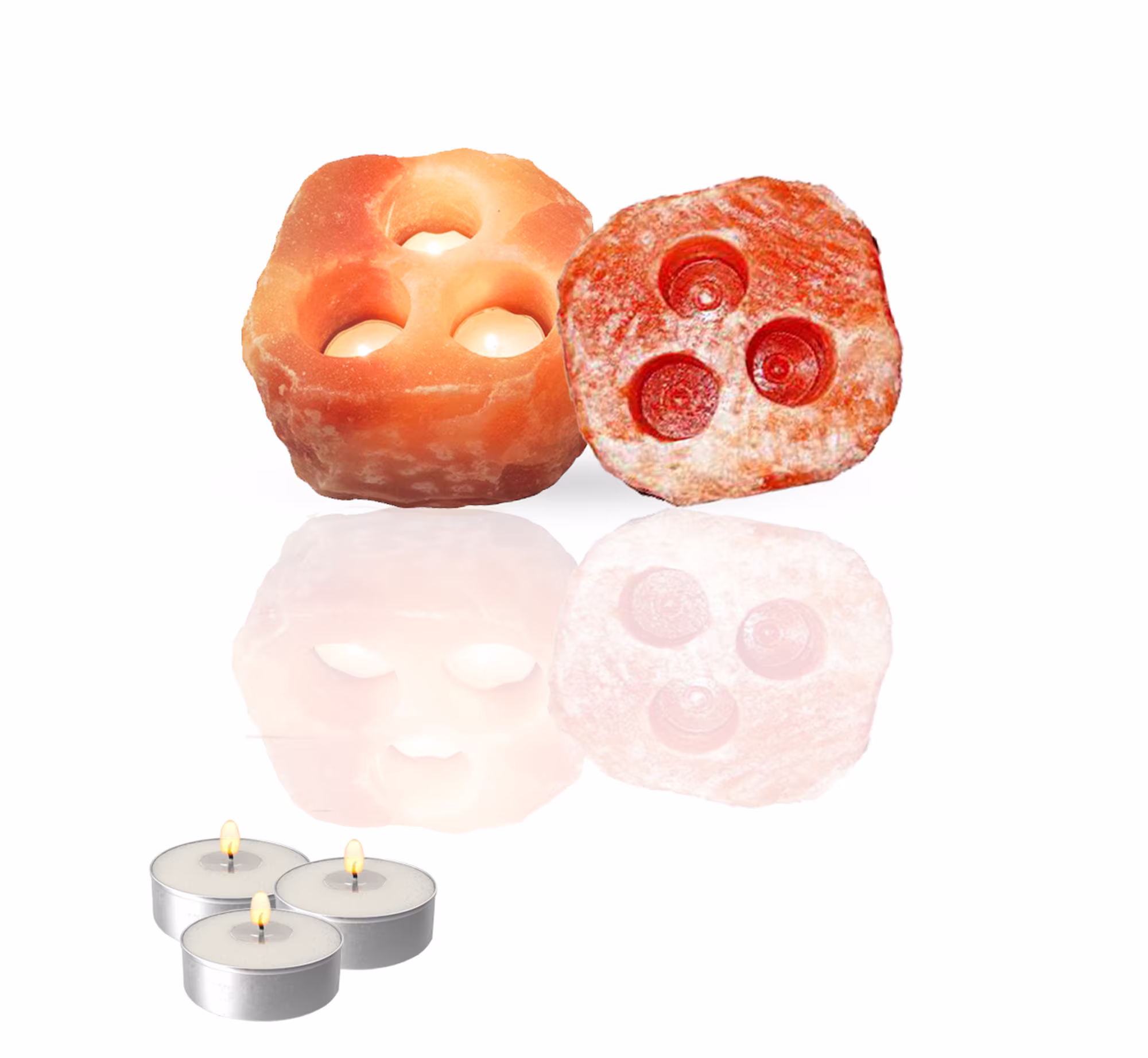 Himalayan Natural 3 Hole, Crystal Candle Holder, Crystal Tealight, Healing Crystal, Salt Rock Tealight Holder, Halloween