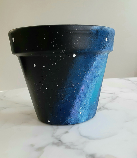 Galaxy Flowerpot-6-Inch, Plant Pots, Space Planters, Hand Painted Space Pot, Terracotta Gifts, Universe, Earth Gifts
