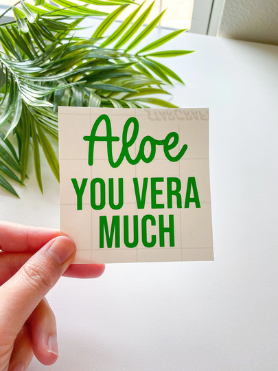 Aloe You Vera Much Vinyl Sticker | Plant Pot Decal Pun Diy Gift For Planters Gifts
