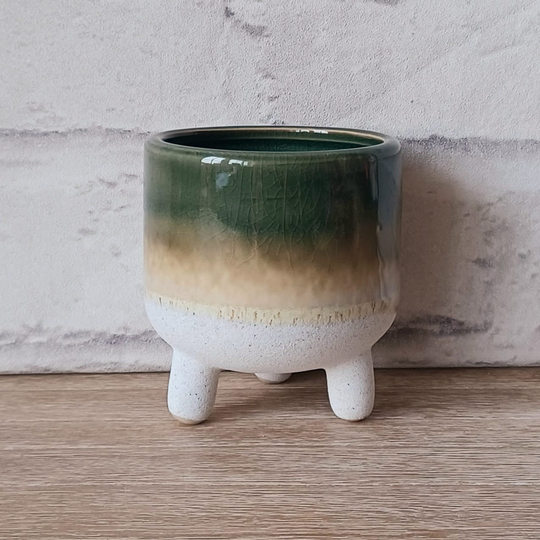 Green Stone Effect Mojave Glaze Planters Flower Planter Holder Home Decoration Decor
