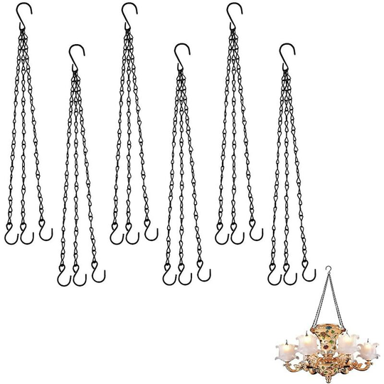 6 Pieces Plant Hanger Hanger, Metal Chain Hanging Hanger, with S-Hook, for Hanging Planters, Bird Feeders, Flower Pots, Bird Cage (Black)