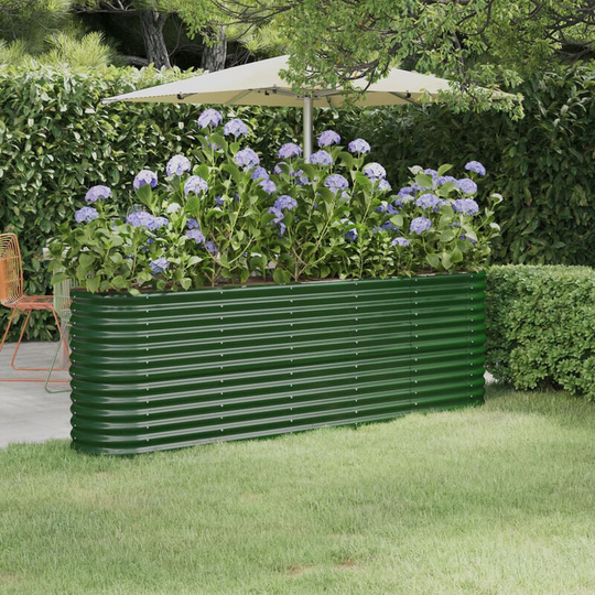 Asupermall - Garden Planter Powder-coated Steel 224x40x68 cm Green