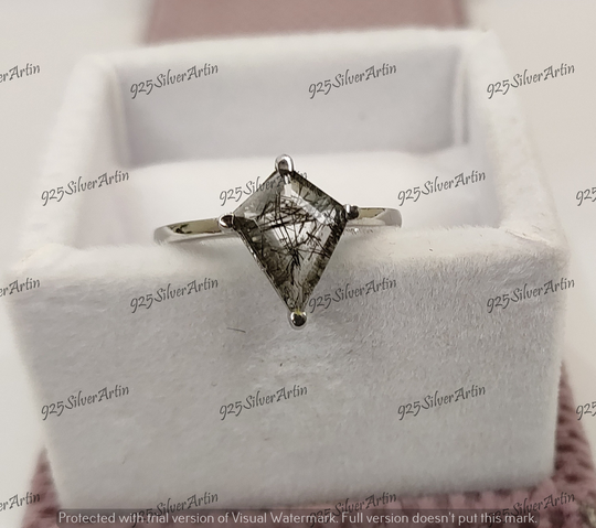 2.30Ct Salt & Pepper Kite Cut Diamond Engagement Wedding Ring in 925 Sterling Silver, Ring, Ring, Gift For Women