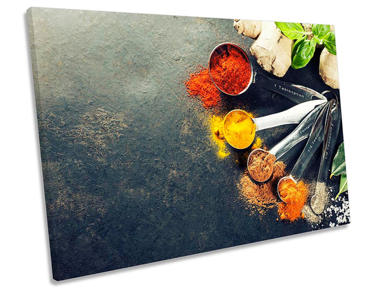 Curry Spices Herbs Kitchen Picture Canvas Wall Art Print