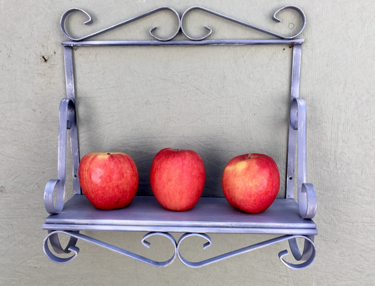 Vintage Rustic Gray/White Iron Hanging Vanity Makeup/Jewelry ShelfMid Century Bathroom/Kitchen OrganizerIndoor Herb/Succulent Plant Stand