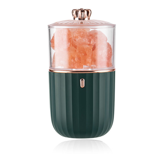 Litzee - Natural Salt Lamp, Crystal Rock Salt Lamp, Healthy Small Mine Lava Salt Night Lamp, for Bedrooms and Offices, Rechargeable, Dark Green