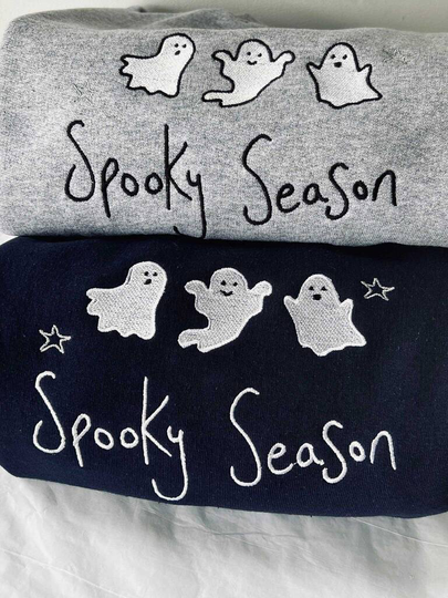 Embroidered 'Spooky Season' Ghosts Sweatshirt