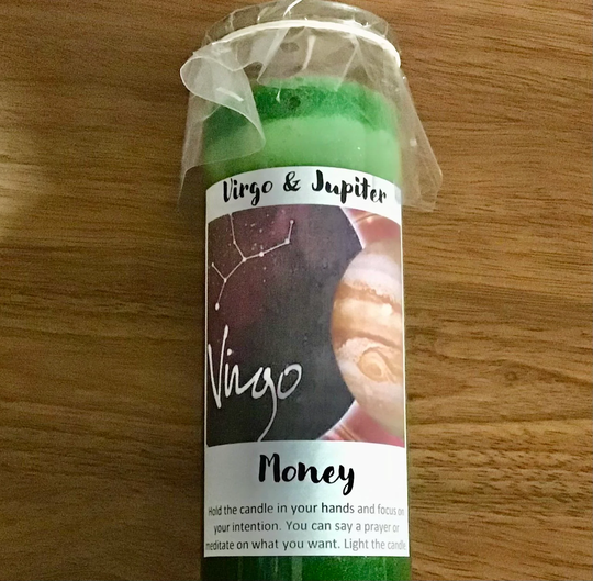 Money Candle Hoodoo Root Work Wicca Santeria Spell Magic Ritual Spiritual