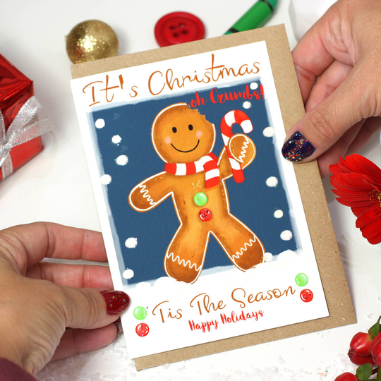 'Tis The Season' Gingerbread Man Christmas Card