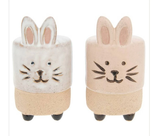 Bunny Rabbit Salt & Pepper Shaker Cruet Set By Pot Pals Set Of Two Pottery Novelty Gift Free UK Postage