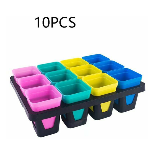 Black Square Plastic Seedling Flower Pot, Seedling Pot Insert Tray, Gardening Tools (Random 10 Colors)