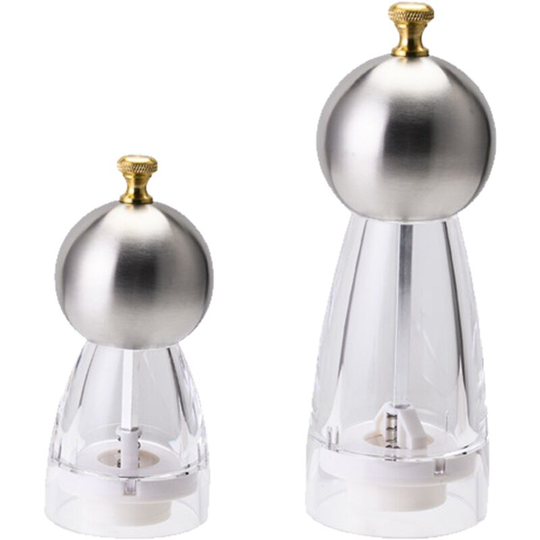 Premium Acrylic Salt and Pepper Grinder Set, Adjustable Coarseness, Easy to Fill 5 inch + 6 inch (color box)