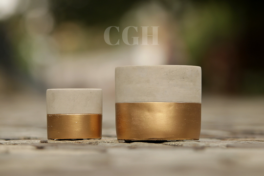 Indoor Planter Pot Cement Tuva Gold Dip Single/Set Planter Industrial Indoor Home Decor - Sass&belle -Gift