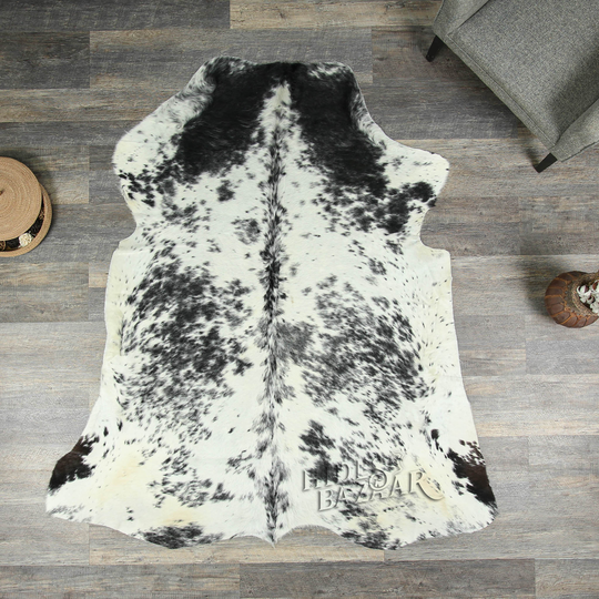 Black Salt & Pepper Cowhide Rug | Size6'8"x6'1