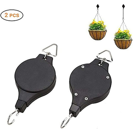 Denuotop - Traffic light lift 2 pulley set traffic light lift plant lift retractable, flower basket hook, adjustable hanging hook telescopic hook