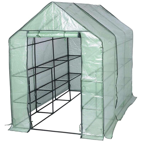 Garden Greenhouse Plastic Tomato Greenhouse Vegetable Fruit Flower Plant 143x215x195cm Green - Green - Woltu