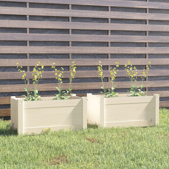 Asupermall - Garden Planters 2 pcs White 60x31x31 cm Solid Pinewood