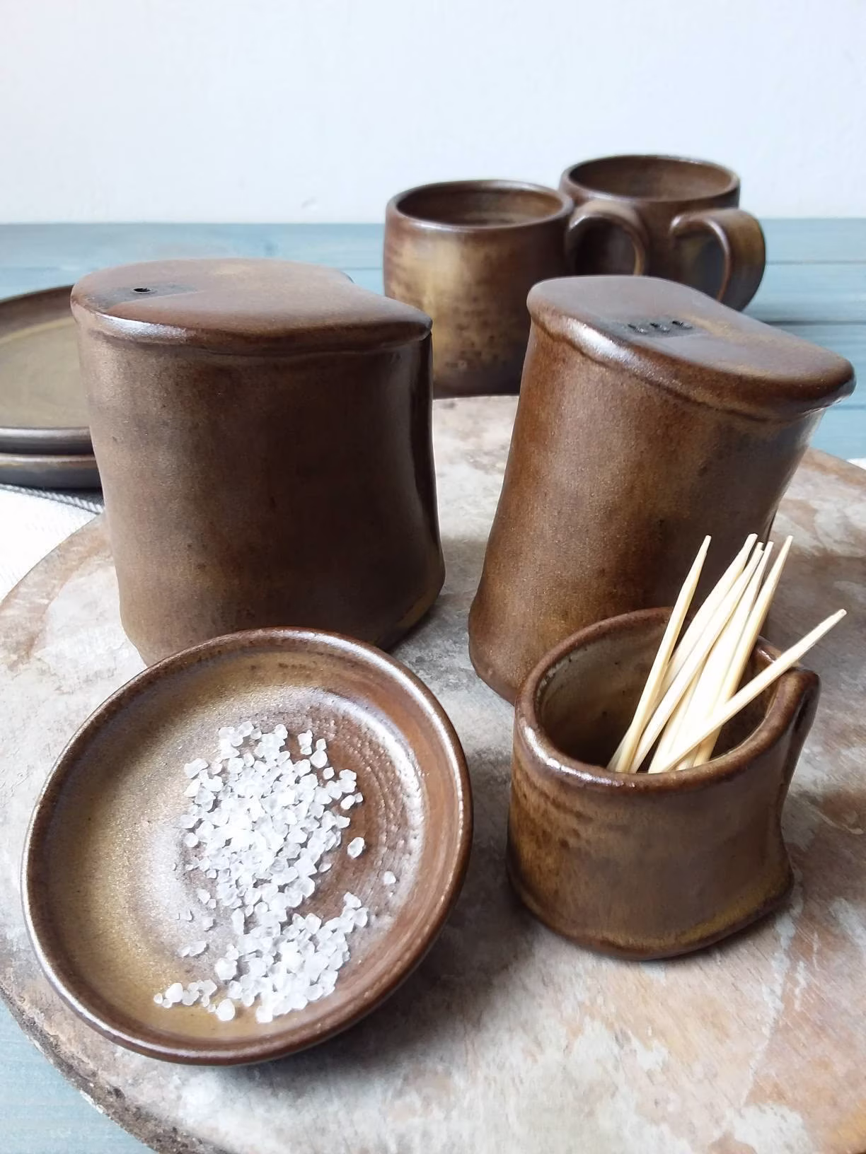 Salt & Pepper Set, Pottery Shaker, Ceramic Shakers, Tableware, Modern Table Tray Set