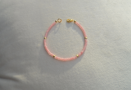 Pink Seed Bead Bracelet, Funky Delicate Women Jewelry, Gold Vermeil Bracelet Bright Accessories, Boho Dainty Trending Now