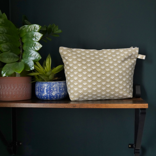 Wabi Sabi Recycled Cotton Wash Bag In Herb