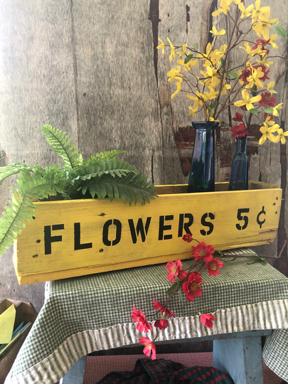 Wood Flower Box Primitive Inspired Handmade Vintage Shabby Farmhouse French Country Planter