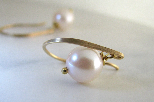 Pearl Earrings, White Gold Aa Akoya Salt Water Pearls, Classic Earrings - Timeless